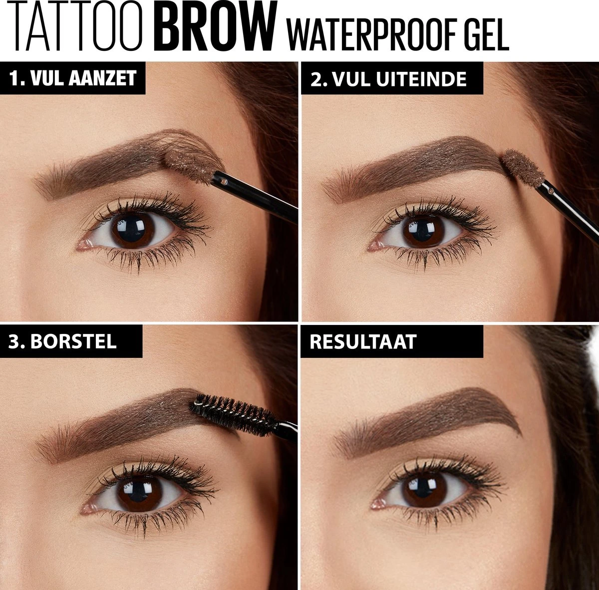 Maybelline Tattoo Brow Waterproof Wenkbrauwgel - 04 Medium Brown 6 Maybelline Tattoo Brow Waterproof Wenkbrauwgel - 04 Medium Brown - Afbeelding 4