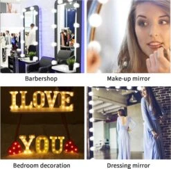 BOTC Hollywood Spiegellampen - 10 Led Spiegellampen Met 3 Lichtmodi En 10 Dimfunctie Voor Make-upspiegel - LUB90101 -Cosmetica Korting Winkel 1200x1182 17