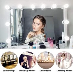 BOTC Hollywood Spiegellampen - 10 Led Spiegellampen Met 3 Lichtmodi En 10 Dimfunctie Voor Make-upspiegel - LUB90101 -Cosmetica Korting Winkel 1200x1185 15