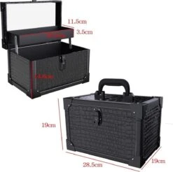 Make Up Koffer- Make Up Organizer- Beautycase -zwart -Make-upkoffer- Multifunctionele Koffer- Make-upkoffer- Sieradenkoffer- Kapperskoffer- Afneembare Schouderriem- Klassieke Zwarte Beautycase -Cosmetica Korting Winkel 1200x1196 26