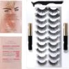 Yermin Beauty Magnetische Wimpers Met Eyeliner Pen Set - Magnetic Lashes - Magneet - 10 Sets Nepwimpers Met 2 Eyelinergel En 1 Applicator - Zwart