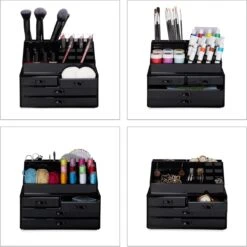 Relaxdays Make-up Organizer - Tweedelig - Cosmetica Opbergdoos - Wit -Cosmetica Korting Winkel 1200x1198 65