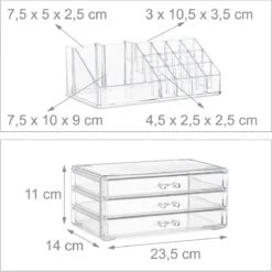 Relaxdays Make-up Organizer Klein - Stapelbaar - Sieradendoosje - Cosmetica - Opbergbox - Doorzichtig -Cosmetica Korting Winkel 1200x1198 78