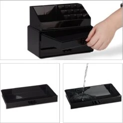 Relaxdays Make-up Organizer - Sieradendoosje - Cosmetica - Zwart -Cosmetica Korting Winkel 1200x1198 86