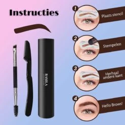 Basila® Duo Wenkbrauw Stempel Kit - Donker Bruin & Bruin - Watervast - Matte Poeder - Trimmer - 26 Stencils 9 Basila® Duo Wenkbrauw Stempel Kit - Donker Bruin & Bruin - Watervast - Matte Poeder - Trimmer - 26 Stencils -Cosmetica Korting Winkel 1200x1200 1677