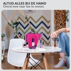 Cosmetica Koffer - Make-up Koffer Met Verstelbare Vakken - Visagie En Nagelstyliste Beauty Koffer - 26x23x9CM - Roze -Cosmetica Korting Winkel 1200x1200 1777