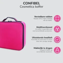 Cosmetica Koffer - Make-up Koffer Met Verstelbare Vakken - Visagie En Nagelstyliste Beauty Koffer - 26x23x9CM - Roze -Cosmetica Korting Winkel 1200x1200 1781