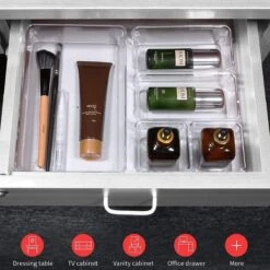 Aokyom Make-uporganizer, 18 Stuks, Kunststof Opbergdozen Voor Kantoor, Lades, Organizer, Lade-organizer, Doorzichtige Lade-inzet Voor Bureau, Keuken, Badkamer -Cosmetica Korting Winkel 1200x1200 1800