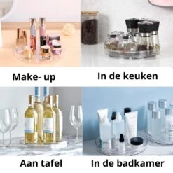 Merkloos Make Up Draaiplateau Organiser Plus Extra Gezichtsmasker - Make Up Organizer Transparant - 24cm - Make-up Organiser Transparant - Lazy Susan Draaiplateau - Draaiplateau - Draaischijf - Badkamer Organizer - Draaischijf - Make Up Doos - Bwa Commerce -Cosmetica Korting Winkel 1200x1200 1816