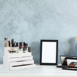 Relaxdays Make-up Organizer - Tweedelig - Cosmetica Opbergdoos - Wit -Cosmetica Korting Winkel 1200x1200 1819