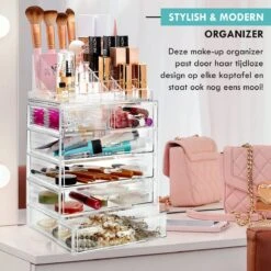 Merkloos XL Make-Up Organizer - 22 Opbergvakken - Tweedelig - Acryl -Cosmetica Korting Winkel 1200x1200 1823