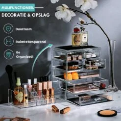 Merkloos XL Make-Up Organizer - 22 Opbergvakken - Tweedelig - Acryl -Cosmetica Korting Winkel 1200x1200 1825