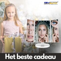 Make-Up Spiegel Met LED Verlichting - Zwart - Vergrootspiegels - Cosmetica/ Visagie Spiegel - 180° Draaibaar - Werkt Op AAA Batterijen én USB - Inclusief USB Kabel -Cosmetica Korting Winkel 1200x1200 1877