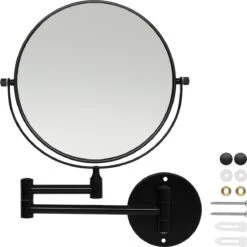 LYVION Make-up Spiegel - Scheerspiegel - Vergrootspiegel - 2 Spiegels - Voor Aan De Wand - Uitklapbaar - Verstelbaar - Cosmeticaspiegel - Dubbelzijdig - RVS - Zwart -Cosmetica Korting Winkel 1200x1200 1906