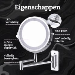 Best’Livin Led Spiegel - Badkamer - Hollywood - Visagie - Spiegellamp - Spiegelverlichting - Slimme Lampen - Oplaadbaar -Cosmetica Korting Winkel 1200x1200 1915