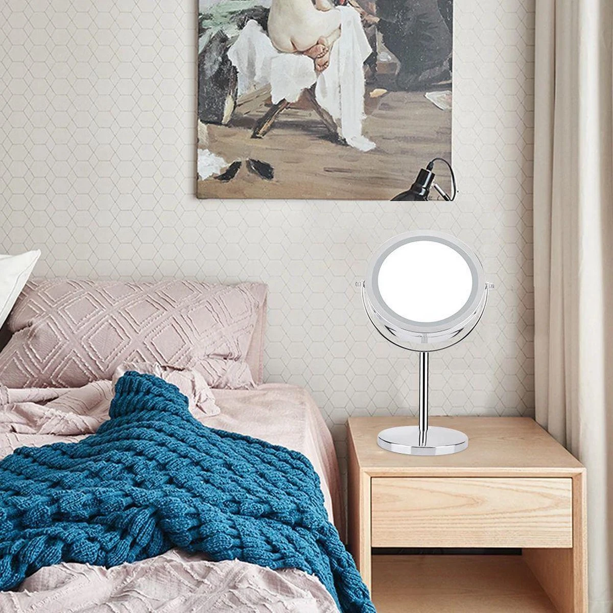 A&K Make Up Spiegel Met Ringverlichting | LED Verlichting | Scheerspiegel - Zilver 11 A&K Make Up Spiegel Met Ringverlichting | LED Verlichting | Scheerspiegel - Zilver - Afbeelding 9