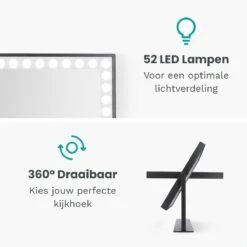 Mirlux Hollywood Spiegel Met Verlichting - Make Up - Visagie - Dimbaar LED Lampen Licht - Zwart -Cosmetica Korting Winkel 1200x1200 1931