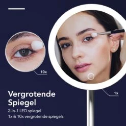 Make-up Spiegel Van Sanicraft® - USB Oplaadbaar - 360 Graden Draaibaar - Make Up Spiegel Met LED Verlichting - Afneembaar 10x Vergroting Spiegeltje - Diameter 17cm -Cosmetica Korting Winkel 1200x1200 1941