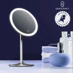 Make-up Spiegel Van Sanicraft® - USB Oplaadbaar - 360 Graden Draaibaar - Make Up Spiegel Met LED Verlichting - Afneembaar 10x Vergroting Spiegeltje - Diameter 17cm -Cosmetica Korting Winkel 1200x1200 1945