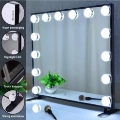 Hollywood Spiegel | Videri Vanity Zwart | Spiegel Met Verlichting | Make Up Spiegel | Visagie Spiegel | Cosmetische Spiegel | Dimbaar -Cosmetica Korting Winkel 1200x1200 1948