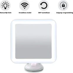 Vergroot Make Up En Scheer Spiegel Met LED Verlichting Vierkant - 10x Vegroting En Natuurlijk Licht Voor Cosmetica/Scheren/Epileren - 360° Graden Verstelbare Zuignap En Wandbevestiging -Cosmetica Korting Winkel 1200x1200 1950