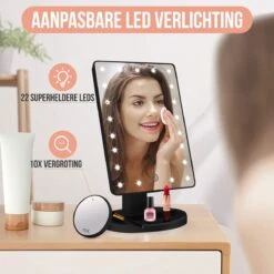 Strex Make Up Spiegel Met LED Verlichting - 3 Verlichtingsmodus - 1/10x Vergroting - 360° Verstelbaar -Cosmetica Korting Winkel 1200x1200 1955