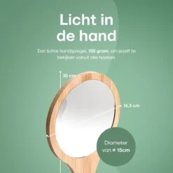Bamboe Handspiegel Met Handvat - 15 Cm - Make Up Spiegel / Scheerspiegel / Kappersspiegel - 150 Gram - Kapper -Cosmetica Korting Winkel 1200x1200 1974