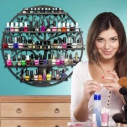 Confibel Nagellak Houder - Nagellak Flesjes Organizer - Essentiële Oliën Organizer - Rek Voor Flesjes - Wanddecoratie - Zwart -Cosmetica Korting Winkel 1200x1200 2062