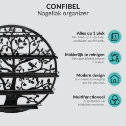 Confibel Nagellak Houder - Nagellak Flesjes Organizer - Essentiële Oliën Organizer - Rek Voor Flesjes - Wanddecoratie - Zwart -Cosmetica Korting Winkel 1200x1200 2064