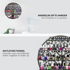 Confibel Nagellak Houder - Nagellak Flesjes Organizer - Essentiële Oliën Organizer - Rek Voor Flesjes - Wanddecoratie - Zwart -Cosmetica Korting Winkel 1200x1200 2066