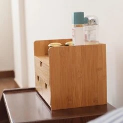 Merkloos Decopatent® Luxe Make-up Organizer Met 3 Lades - Cosmetica Organizer Make Up Met Schuiflade Bamboe Hout - Cosmeticahouder - Toren -Cosmetica Korting Winkel 1200x1200 2078