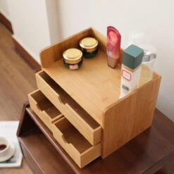 Merkloos Decopatent® Luxe Make-up Organizer Met 3 Lades - Cosmetica Organizer Make Up Met Schuiflade Bamboe Hout - Cosmeticahouder - Toren -Cosmetica Korting Winkel 1200x1200 2079
