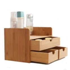Merkloos Decopatent® Luxe Make-up Organizer Met 3 Lades - Cosmetica Organizer Make Up Met Schuiflade Bamboe Hout - Cosmeticahouder - Toren -Cosmetica Korting Winkel 1200x1200 2081