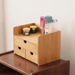 Merkloos Decopatent® Luxe Make-up Organizer Met 3 Lades - Cosmetica Organizer Make Up Met Schuiflade Bamboe Hout - Cosmeticahouder - Toren -Cosmetica Korting Winkel 1200x1200 2083