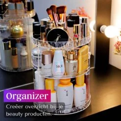 LuZana Make-Up Organizer - Beauty Organizer Voor Make Up - 360° Roterend - Opbergbox - Opbergdoos Cosmetica - Sieradendoos - Nagellak - Lippenstift - Transparant - Cadeautje Voor Vrouw -Cosmetica Korting Winkel 1200x1200 2100