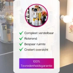 LuZana Make-Up Organizer - Beauty Organizer Voor Make Up - 360° Roterend - Opbergbox - Opbergdoos Cosmetica - Sieradendoos - Nagellak - Lippenstift - Transparant - Cadeautje Voor Vrouw -Cosmetica Korting Winkel 1200x1200 2101