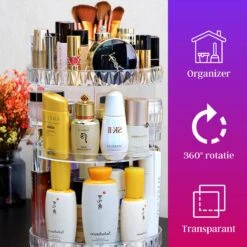 LuZana Make-Up Organizer - Beauty Organizer Voor Make Up - 360° Roterend - Opbergbox - Opbergdoos Cosmetica - Sieradendoos - Nagellak - Lippenstift - Transparant - Cadeautje Voor Vrouw -Cosmetica Korting Winkel 1200x1200 2102