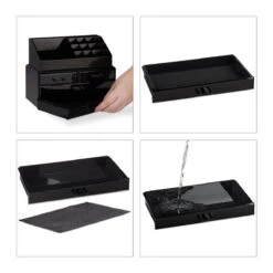 Relaxdays Make-up Organizer - Tweedelig - Cosmetica Opbergdoos + Lippenstift Houder - Zwart -Cosmetica Korting Winkel 1200x1200 2116