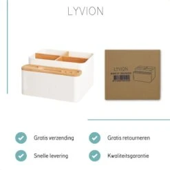 LYVION Make-up En Bureau Organizer - Kunststof En Bamboe -Cosmetica Korting Winkel 1200x1200 2119