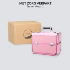Confibel Cosmetica Koffer - Make Up Koffer Uitklapbaar - 5 Opbergbakken Make-up Koffer - Beautycase/Visagiekoffer /Cosmeticakoffer /Beautycase/ Nagelstylistekoffer - Roze -Cosmetica Korting Winkel 1200x1200 2215