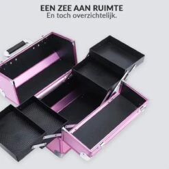 Confibel Cosmetica Koffer - Make Up Koffer Uitklapbaar - 5 Opbergbakken Make-up Koffer - Beautycase/Visagiekoffer /Cosmeticakoffer /Beautycase/ Nagelstylistekoffer - Roze -Cosmetica Korting Winkel 1200x1200 2216