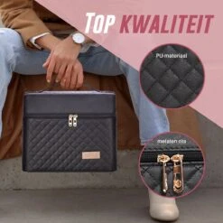 Make Up Koffer En Organizer - Beautycase Met Spiegel - Dames - Cosmetica En Visagie - Zwart -Cosmetica Korting Winkel 1200x1200 2230