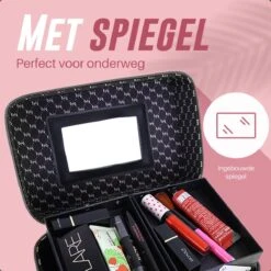 Make Up Koffer En Organizer - Beautycase Met Spiegel - Dames - Cosmetica En Visagie - Zwart -Cosmetica Korting Winkel 1200x1200 2232