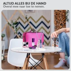 Cosmetica Koffer - Make-up Koffer Met Verstelbare Vakken - Visagie En Nagelstyliste Beauty Koffer - 40x30x14CM - Roze -Cosmetica Korting Winkel 1200x1200 2258