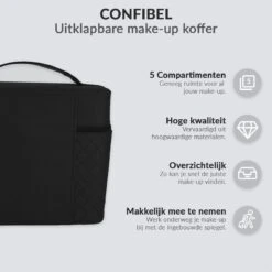 Confibel Make Up Koffer - Uitklapbaar - 5 Opbergbakken - Met Spiegel - Zwart -Cosmetica Korting Winkel 1200x1200 2290