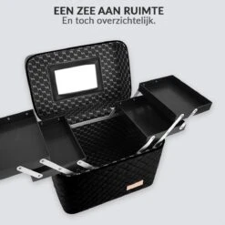 Confibel Make Up Koffer - Uitklapbaar - 5 Opbergbakken - Met Spiegel - Zwart -Cosmetica Korting Winkel 1200x1200 2294