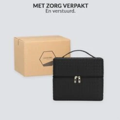 Confibel Make Up Koffer - Uitklapbaar - 5 Opbergbakken - Met Spiegel - Zwart -Cosmetica Korting Winkel 1200x1200 2297