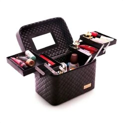 Confibel Make Up Koffer - Uitklapbaar - 5 Opbergbakken - Met Spiegel - Zwart -Cosmetica Korting Winkel 1200x1200 2298