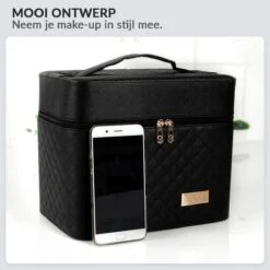 Confibel Make Up Koffer - Uitklapbaar - 5 Opbergbakken - Met Spiegel - Zwart -Cosmetica Korting Winkel 1200x1200 2299