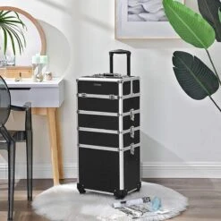 XXL PRO Visagie Beauty Case Koffer Trolley - Nagelkoffer Op Wielen Voor Makeup Of Cosmetica - Grote Uitklapbare Opbergsysteem Nagel Styliste Kapster - Zwart -Cosmetica Korting Winkel 1200x1200 2300